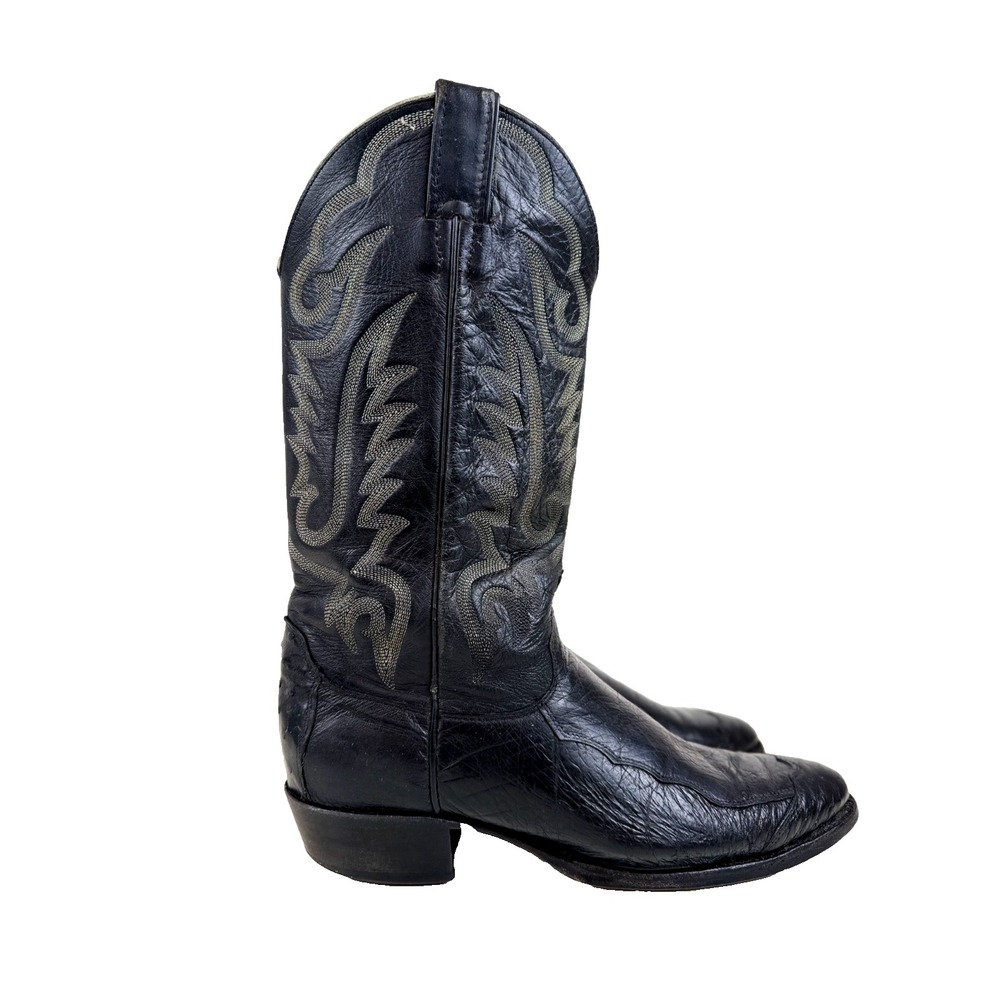 Justin Black Leather Western Cowboy Boots Men's Size‎ 9 D Made in USA